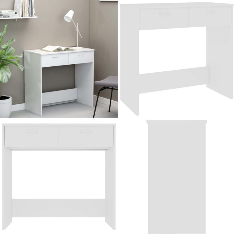 Vidaxl - Bureau Blanc 80x40x75 cm Bois d'ingénierie - Bureau Blanc - Bureau Design - Bureau Compact - Bureau Enfant - Bureau Étudiant - Home & Living