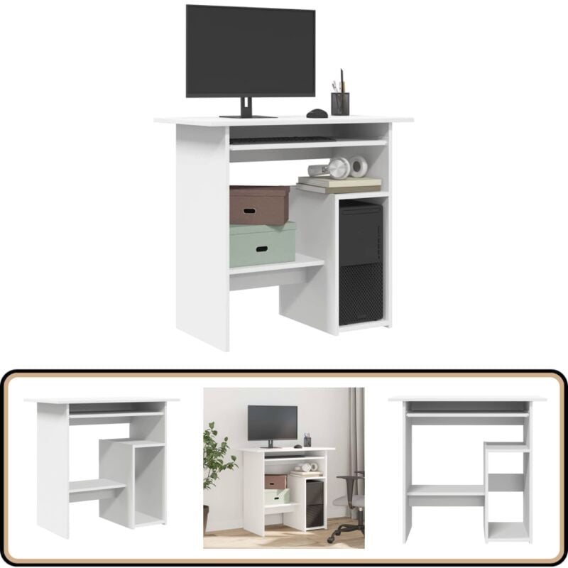 Vidaxl - Bureau Blanc 80x45x74 cm Bois d'ingénierie - Bureau Blanc - Bureau Informatique - Meuble De Bureau - Bureau Design - Bureau Compact