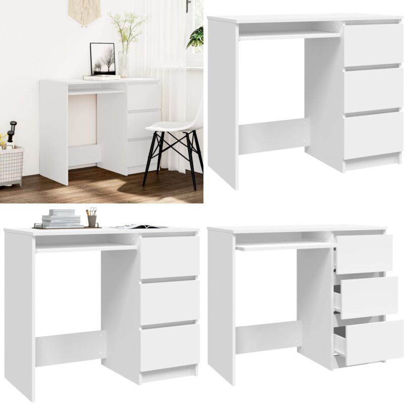 Vidaxl - Bureau Blanc 90x45x76 cm Bois d'ingénierie - Bureau Blanc - Bureau Compact - Bureau Enfant - Bureau Design - Meuble De Bureau - Home & Living