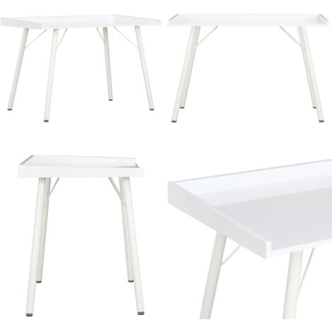Bureau Blanc 90x50x79 cm - Bureau Blanc - Bureau Informatique - Bureau D'angle - Meuble De Bureau - Bureau Compact - Home & Living