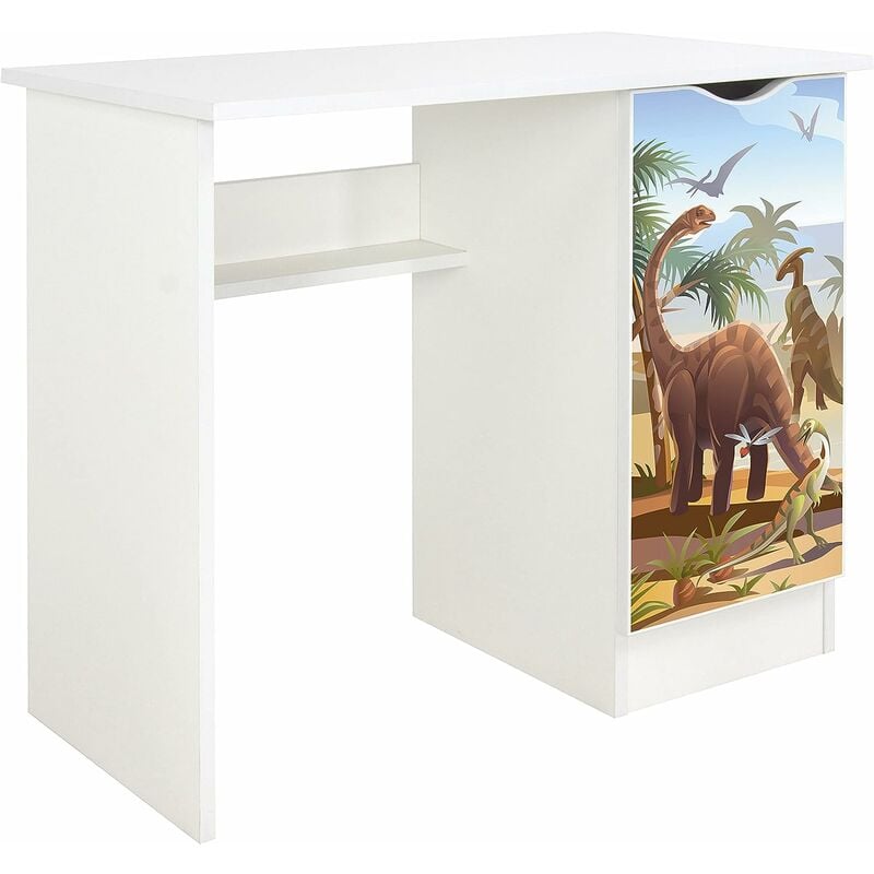 Bureau blanc avec étagère Roma /motif Dinosaures/