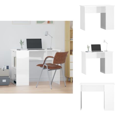 Bureau Blanc brillant 100x55x75 cm Bois d'ingénierie - Bureau - Meuble De Bureau - Bureau Informatique - Bureau D'étude - Bureau Blanc