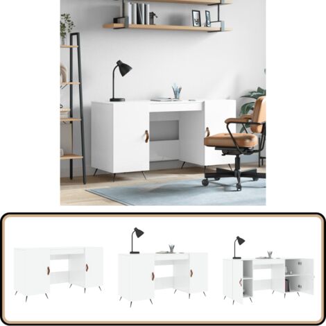 Bureau Blanc brillant 140x50x75 cm Bois d'ingénierie - Bureau D'étude - Bureau Compact - Meuble De Bureau - Bureau Design - Bureau Moderne