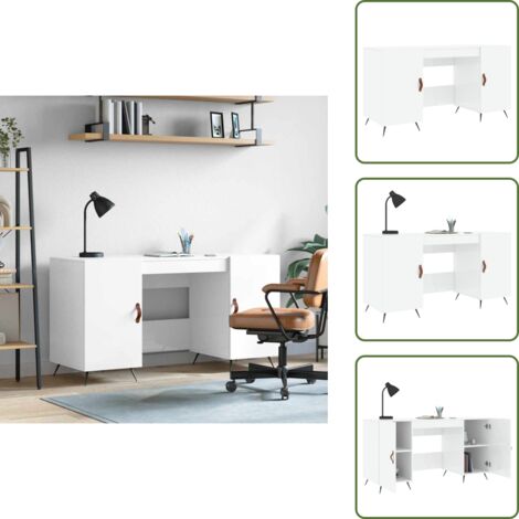 Bureau Blanc brillant 140x50x75 cm Bois d'ingénierie - Bureau D'étude - Bureau Compact - Meuble De Bureau - Bureau Design - Bureau Moderne