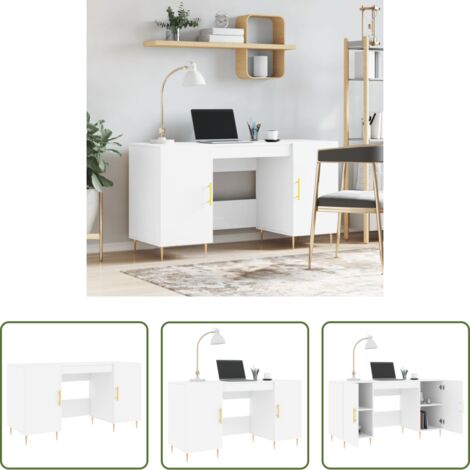 Bureau blanc -  Bureau blanc 140x50x75 cm bois d'ingénierie