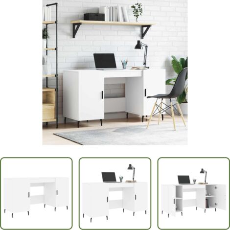 Bureau blanc -  Bureau blanc 140x50x75 cm bois d'ingénierie