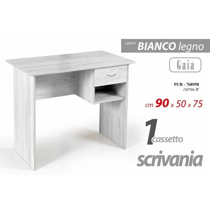 Gicos - Bureau blanc chambre à coucher cm 90 x 50 75 h