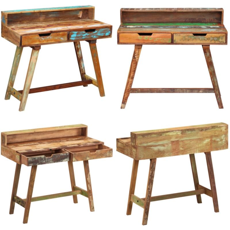 Vidaxl - Bureau Bois de récupération massif - Bureau Vintage - Bureau Design - Bureau Industriel - Bureau En Bois - Bureau Rustique - Home & Living
