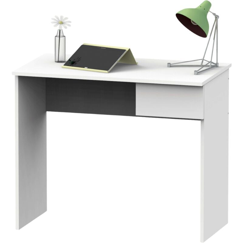 Mobimarket - Bureau Bureau d'ordinateur Table d'ordinateur multimédia Matt White 1 tiroir Bureau d'étude 90x50x75 Cm