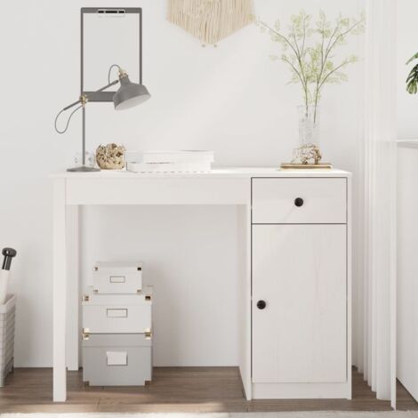 Bureau  Bureau informatique Table d'ordinateur Blanc 100x50x75 cm Bois massif de pin FR19547