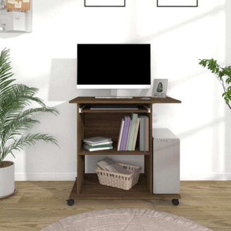 Bureau Bureau informatique Table d'ordinateur Chêne marron 80x50x75 cm Bois d'ingénierie FR29634