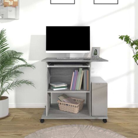 Bureau Bureau informatique Table d'ordinateur Sonoma gris 80x50x75 cm Bois d'ingénierie FR86756