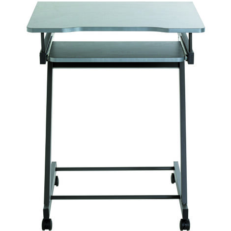 Bureau / chariot ordinateur en métal et MDF coloris anthracite- Longueur 60 x Hauteur 76 x Profondeur 49 cm -PEGANE-