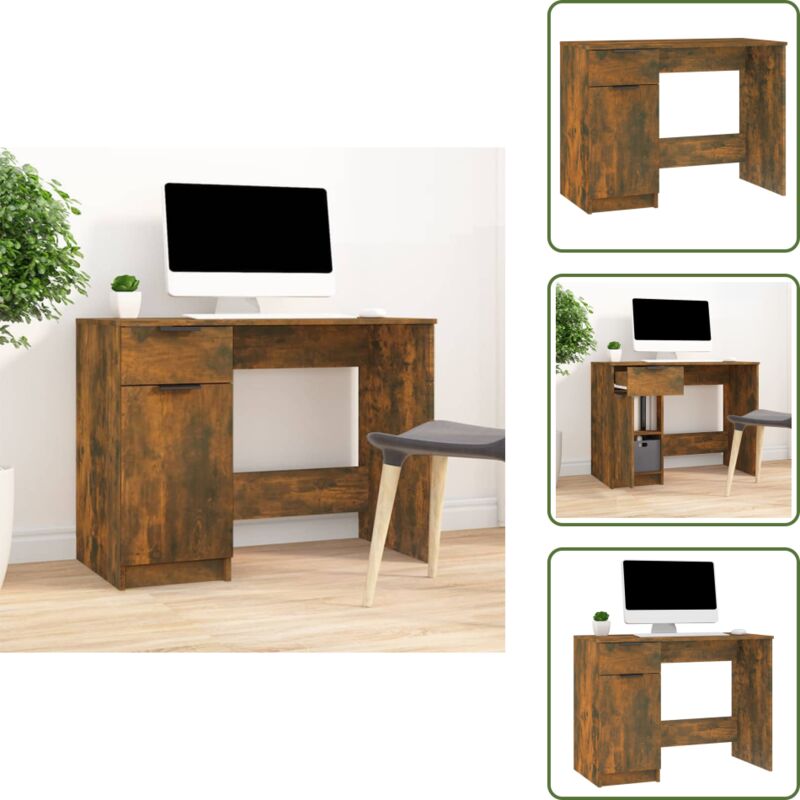 Bureau Chêne fumé 100x50x75 cm Bois d'ingénierie - Bureau - Meuble De Bureau - Bureau Informatique - Table Ordinateur - Bois D'ingénierie