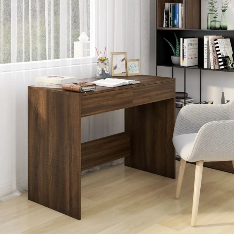 Jinlefu - Bureau Chêne marron 101x50x76,5 cm Bois d'ingénierie vidaXL