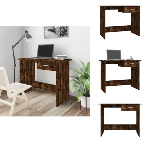 Bureau Chêne fumé 100x50x76 cm Bois d'ingénierie - Bureau En Bois - Bureau Design - Bureau Compact - Bureau Ordinateur - Meuble De Bureau