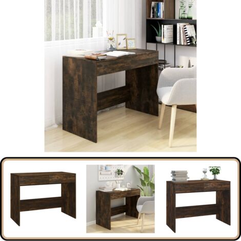 Bureau Chêne fumé 101x50x76,5 cm Aggloméré - Bureau En Bois Massif - Bureau Design - Bureau Informatique - Meuble De Bureau - Bureau Moderne