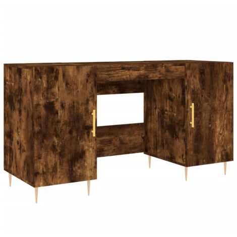 Bureau chêne fumé 140x50x75 bois d'ingénierie