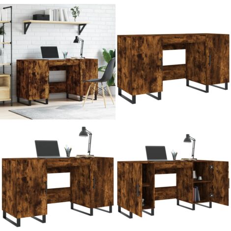 Bureau chêne fumé 140x50x75 cm bois d'ingénierie - Bureau D'étude - Bureau Compact - Meuble De Bureau - Bureau Design - Bureau Industriel - Home & Living