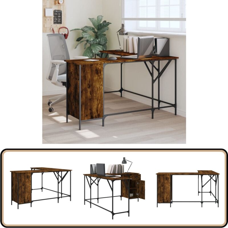 Vidaxl - Bureau chêne fumé 141x141x75 cm bois d'ingénierie - Bureau - Meuble De Bureau - Bureau Informatique - Bureau D'étude - Bureau Design