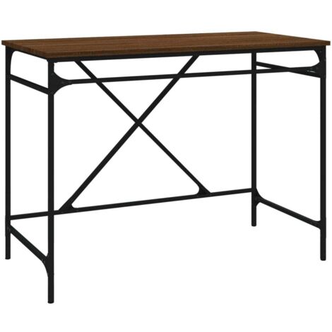 Bureau chêne marron 100x50x75 bois d'ingénierie et fer