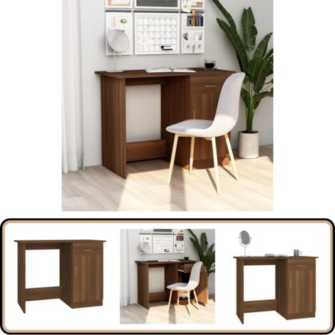 Bureau Chêne marron 100x50x76 cm Bois d'ingénierie - Bureau En Bois - Bureau Design - Bureau Compact - Bureau Ordinateur - Bureau Étudiant
