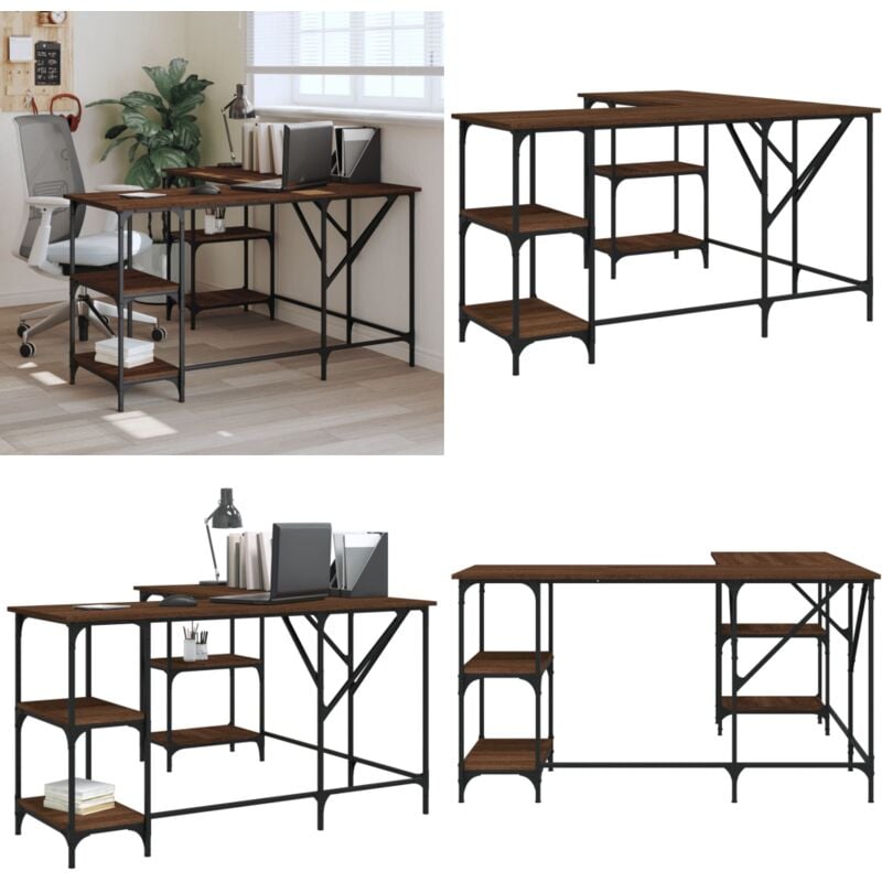 Vidaxl - Bureau chêne marron 139x139x75 cm bois d'ingénierie - Bureau - Meuble De Bureau - Bureau Informatique - Bureau D'étude - Bureau Design