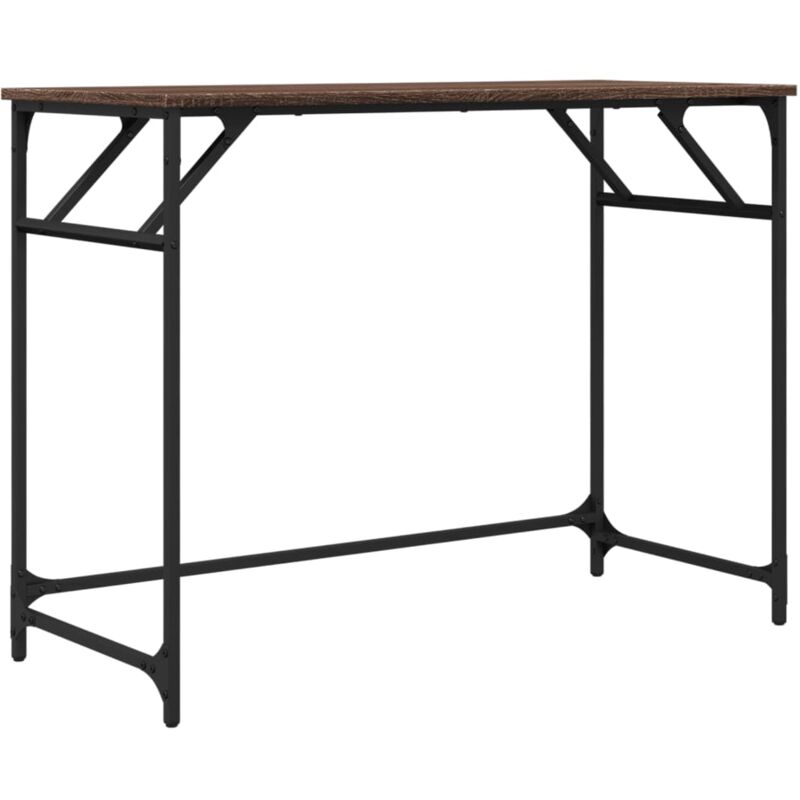 Vidaxl - Bureau chêne marron bois d'ingénierie et acier enduit de poudre