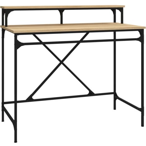 Bureau chêne sonoma 100x50x90 bois d'ingénierie et fer