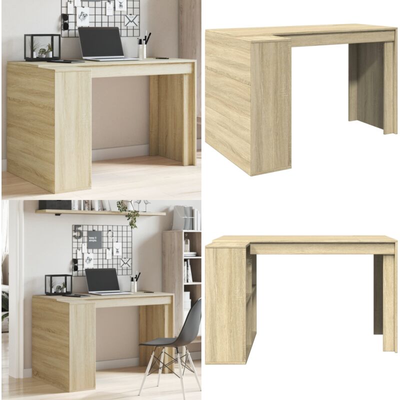 Vidaxl - Bureau chêne sonoma 123,5x73,5x75 cm bois d'ingénierie - Bureau Chêne - Bureau D'étude - Meuble De Bureau - Bureau Moderne - Bureau Compact