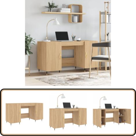 Bureau chêne sonoma 140x50x75 cm bois d'ingénierie - Bureau Chêne - Bureau Design - Bureau Compact - Bureau Étudiant - Meuble De Bureau
