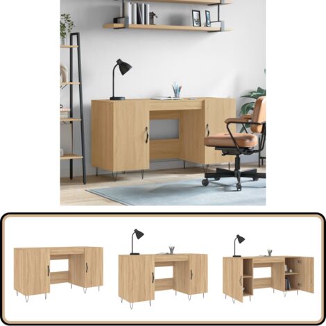 Bureau chêne sonoma 140x50x75 cm bois d'ingénierie - Bureau D'étude - Bureau Compact - Meuble De Bureau - Bureau Design - Bureau Industriel
