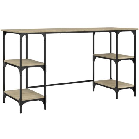 Bureau chêne sonoma 140x50x75 métal et bois d'ingénierie