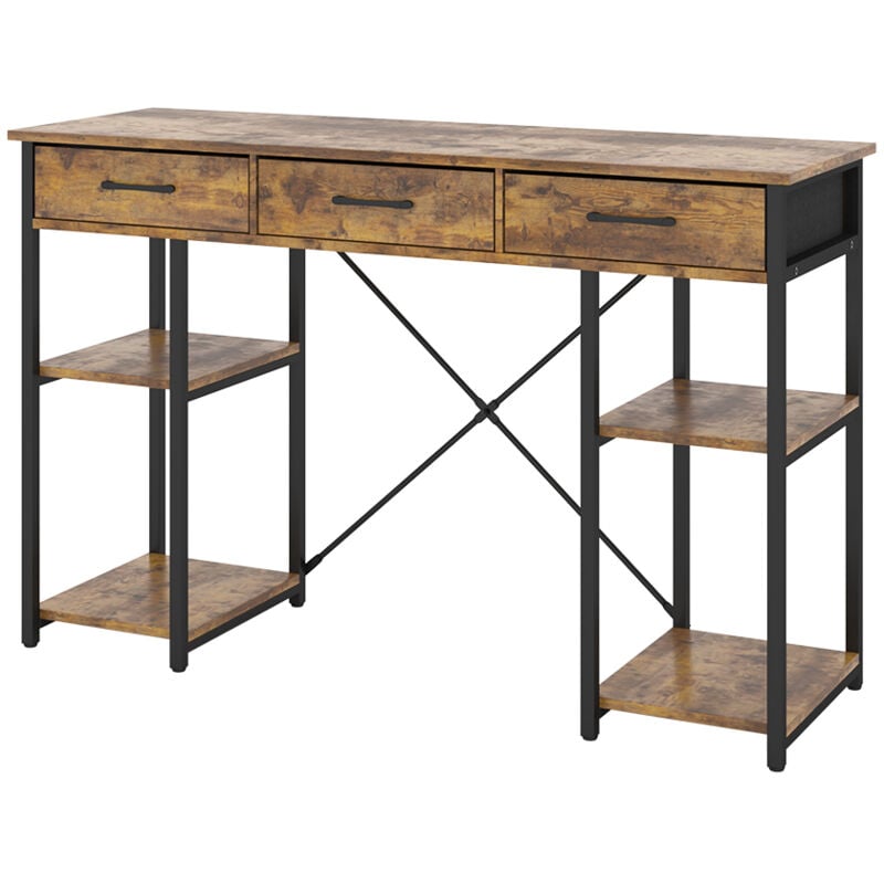 Vicco - Bureau Chino, Chêne rustique, 120 x 40 cm avec 3 tiroirs