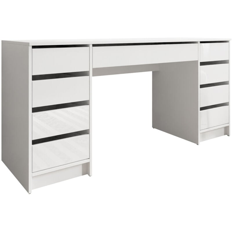 Arredamento1 - Bureau Comfivo 401, Blanc brillant + Blanc, Avec tiroirs, Le nombre de portes: 0, Nombre de tiroirs: 0, 76x154x55cm