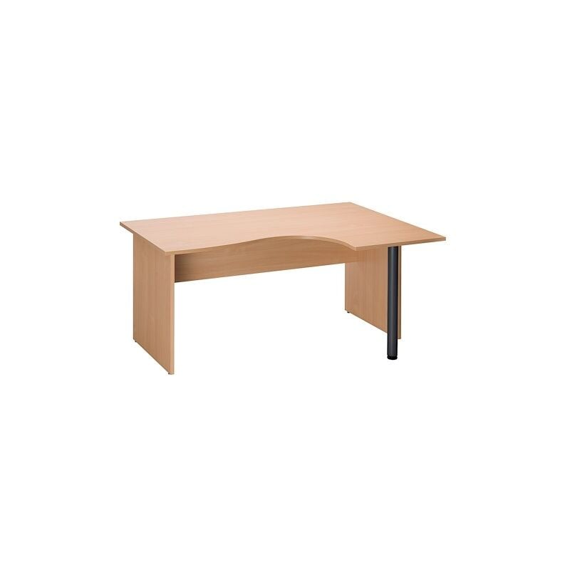 Sans Marque - Bureau compact retour à droite hêtre l 160 cm piétement plein bois - O-line 2 - Pied de renfort anthracite - Maxiburo