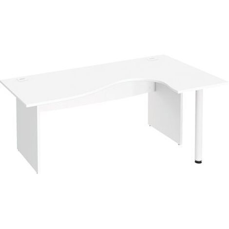 Bureau compact blanc L 180 cm retour à droite piètement plein Essens - Maxiburo