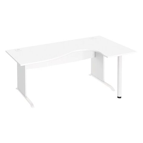 Bureau compact blanc L 180 cm retour droite piètement L Essens - Maxiburo