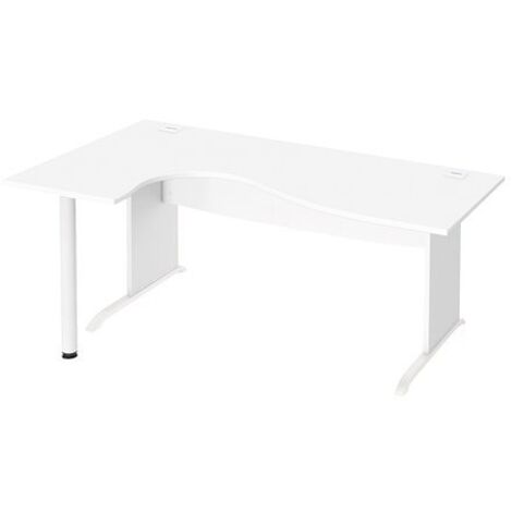 Bureau compact blanc L 180 cm retour gauche piètement L Essens - Maxiburo