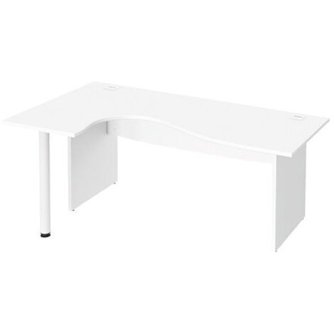 Bureau compact blanc L 180 cm retour gauche piètement plein Essens - Maxiburo