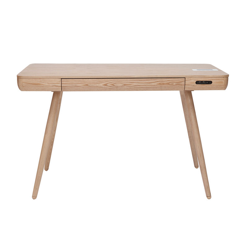 Miliboo - Bureau connecté multimédia avec tiroir bois clair massif L120 cm clever Miliboo - Bureau connecté multimédia avec tiroir bois clair massif L120 cm clever