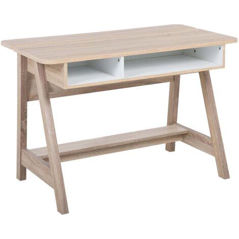 Bureau Couleur Bois Clair 110 x 60 cm avec Espaces de Rangement Ouverts et Cachés avec une Touche Scandinave pour Intérieur Moderne Beliani