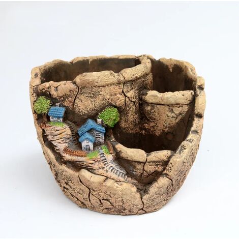 bureau créatif maison jardin décor pots de fleurs Pots succulents Microlandschaft cadeau artisanat Pot de fleur en ciment 02 13.513.510.5cm