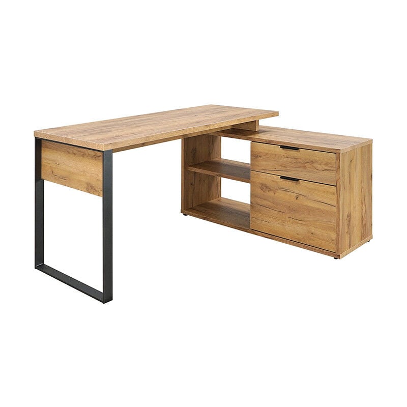 Bureau d'angle 2 cases 1 tiroir 1 porte Ron