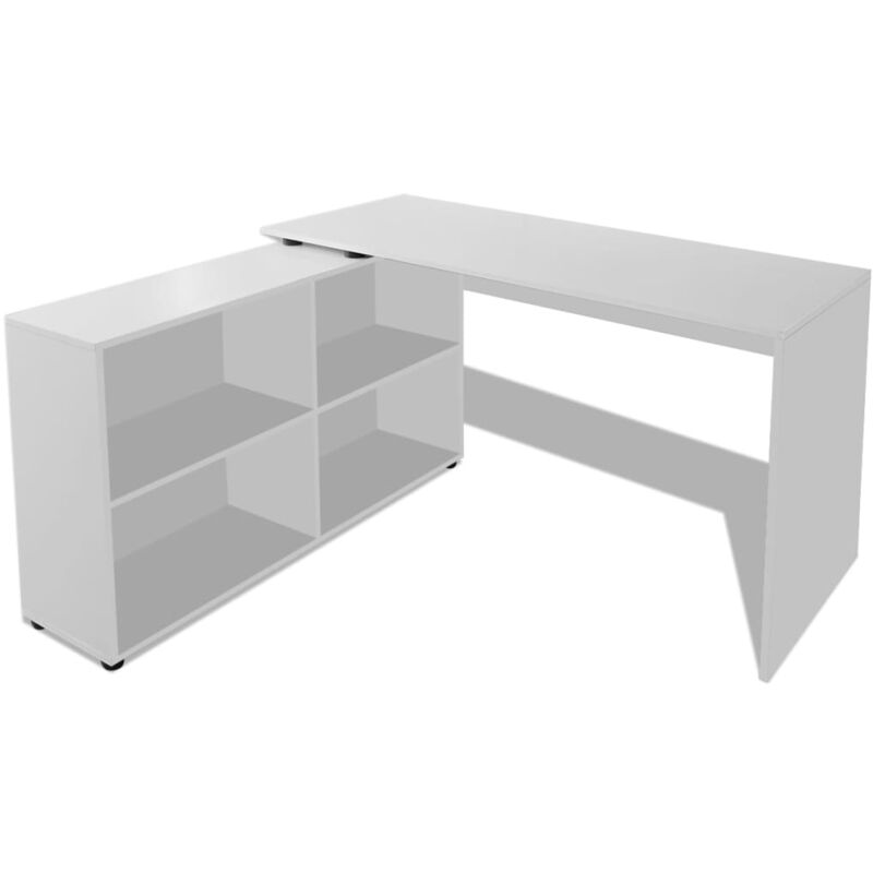 Vidaxl - Bureau d'angle 4 étagères blanc