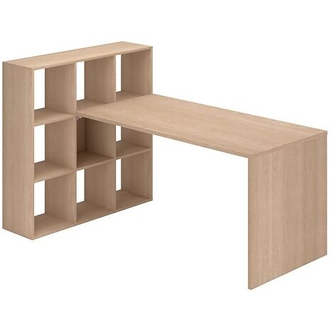 Bureau d'angle 9 cases plateau chêne clair L 169 cm - Maxicubes - Maxiburo