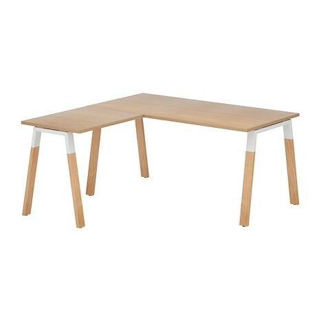 Bureau d'angle avec retour simple L 160 x P 160 piètement métal et bois, plateau chêne clair - Arch - Maxiburo