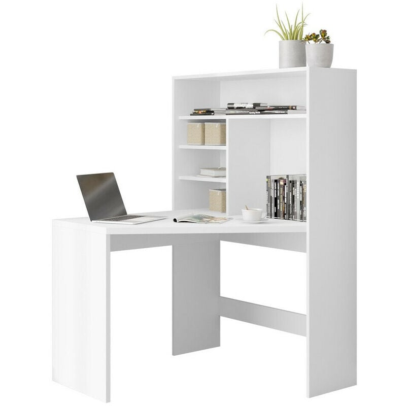 Mobilier1 - Bureau d'angle Bedford 101, Blanc, Angulaire, Le nombre de portes: 0, Nombre de tiroirs: 0, 75x101x96cm