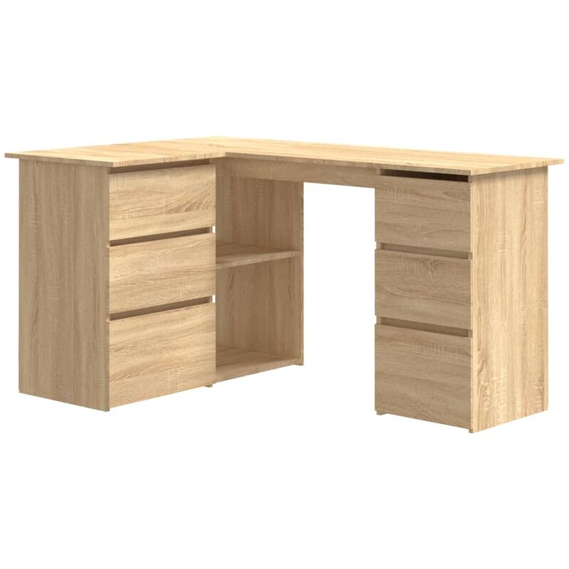 Bureau d'Angle 145x100x76 cm Aggloméré Chêne Sonoma