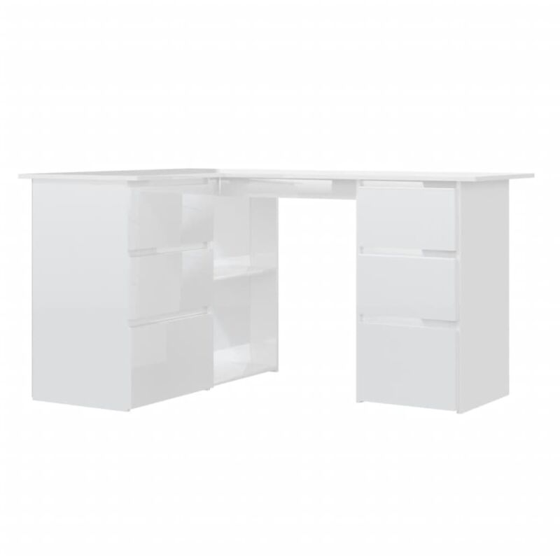 Vidaxl - Bureau d'angle Blanc brillant 145x100x76 cm Bois d'ingénierie